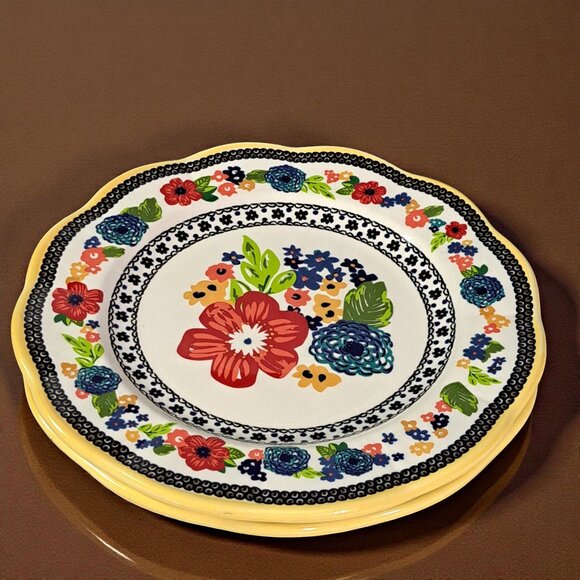 Set of 2 ~ Pioneer Woman Classic Floral Stoneware Dinner Plates ~ - Picture 3 of 11